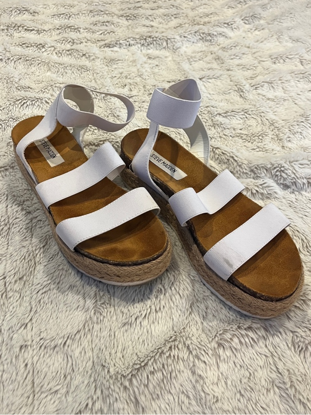 Steve Madden White Platform Espadrille Sandals